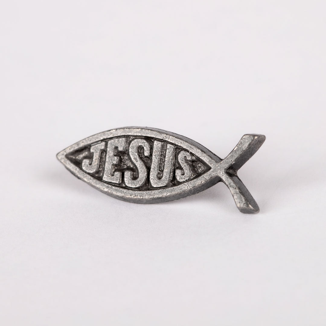 LAPEL PIN JESUS/FISH PEWTER PK6