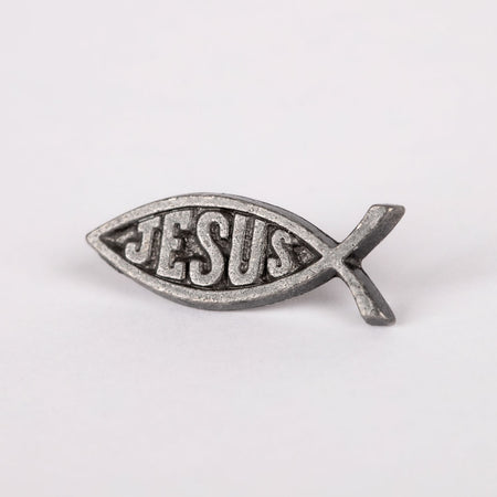 LAPEL PIN JESUS/FISH PEWTER PK6