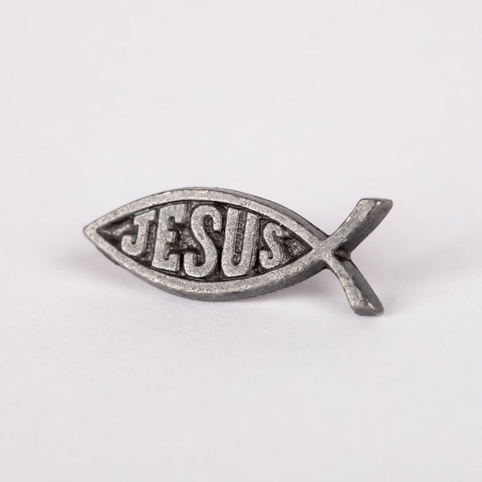 LAPEL PIN JESUS/FISH PEWTER PK6