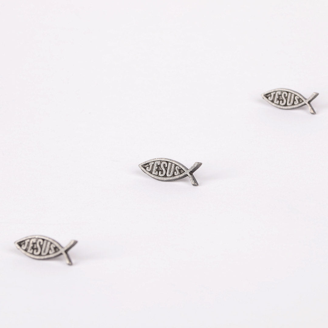 LAPEL PIN JESUS/FISH PEWTER PK6