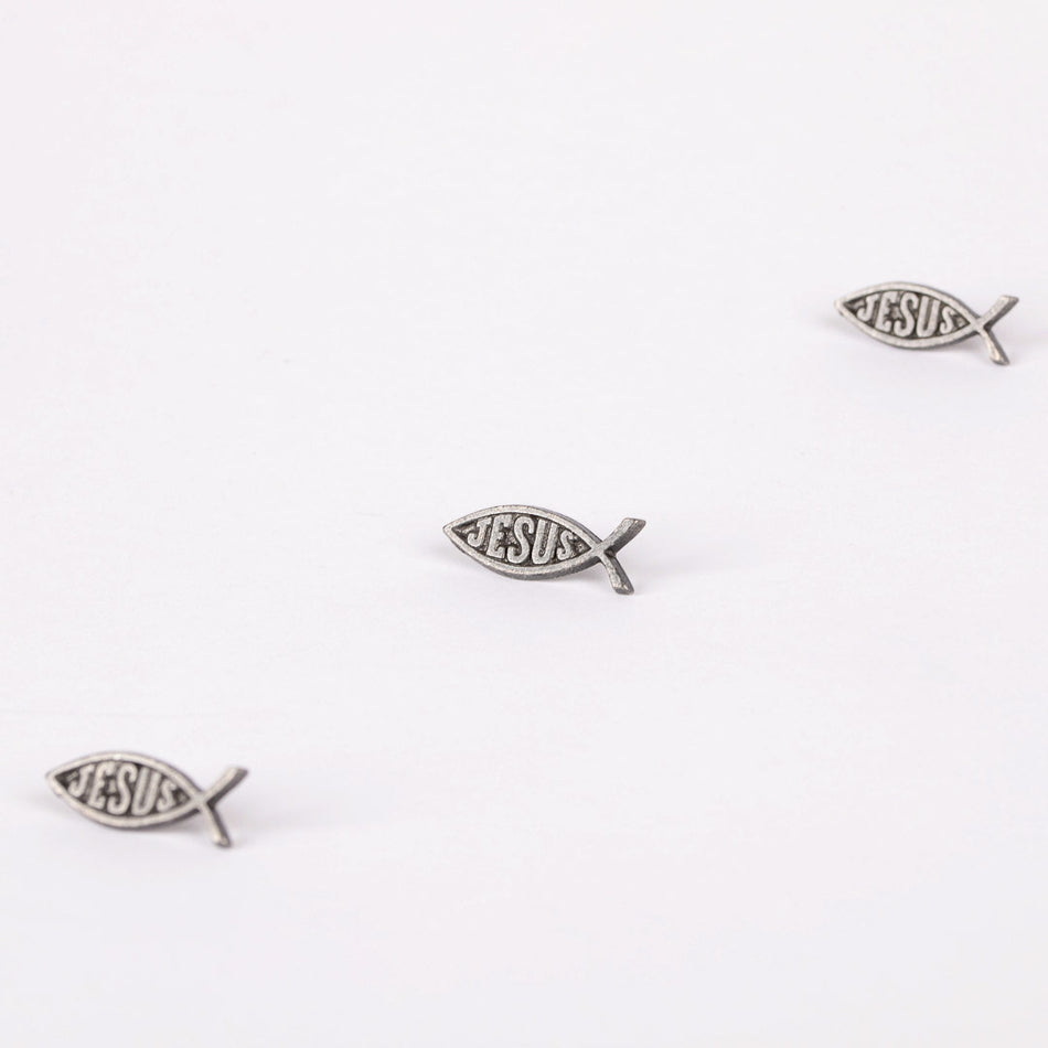 LAPEL PIN JESUS/FISH PEWTER PK6