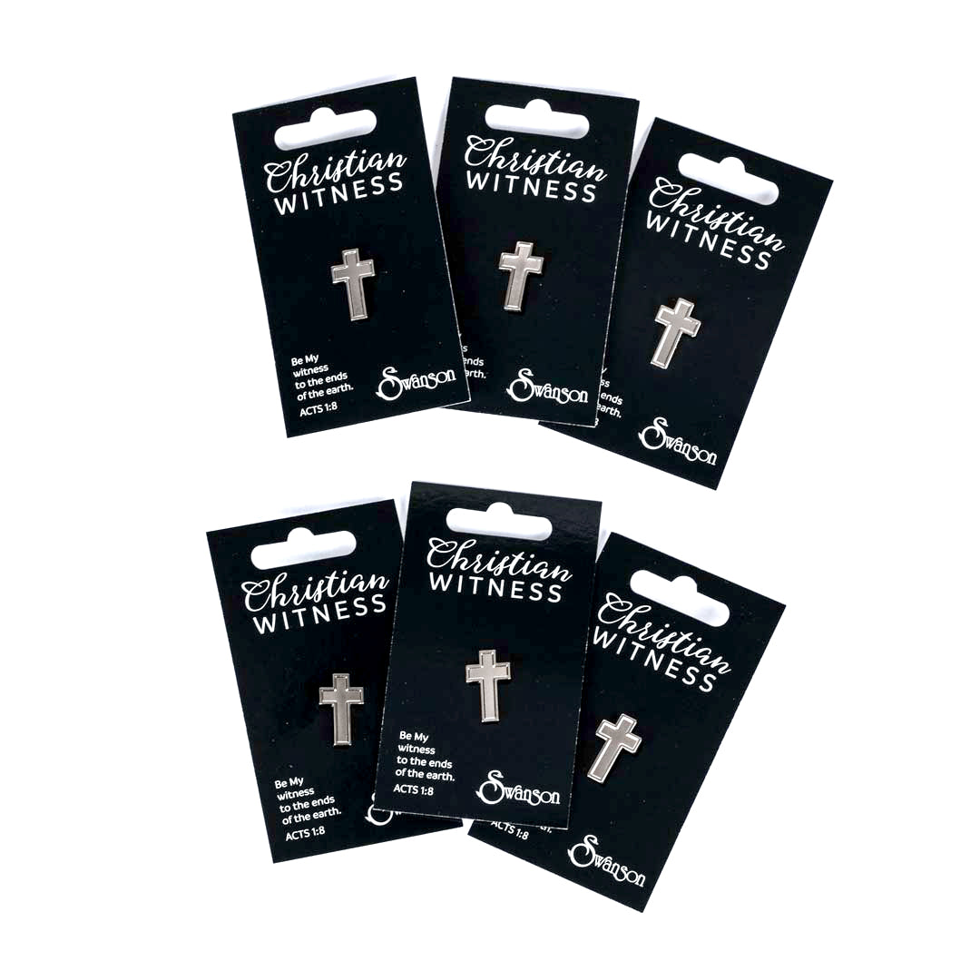 LAPEL PIN CROSS SILVER PK6