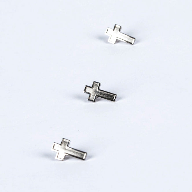 LAPEL PIN CROSS SILVER PK6