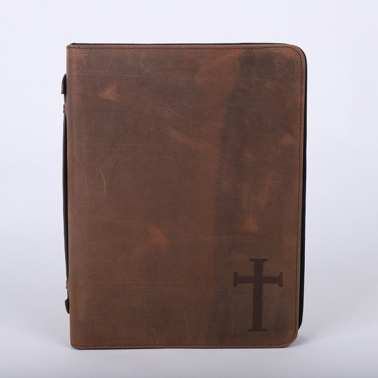 Bible Cover – Buffalo Leather – Cross – L