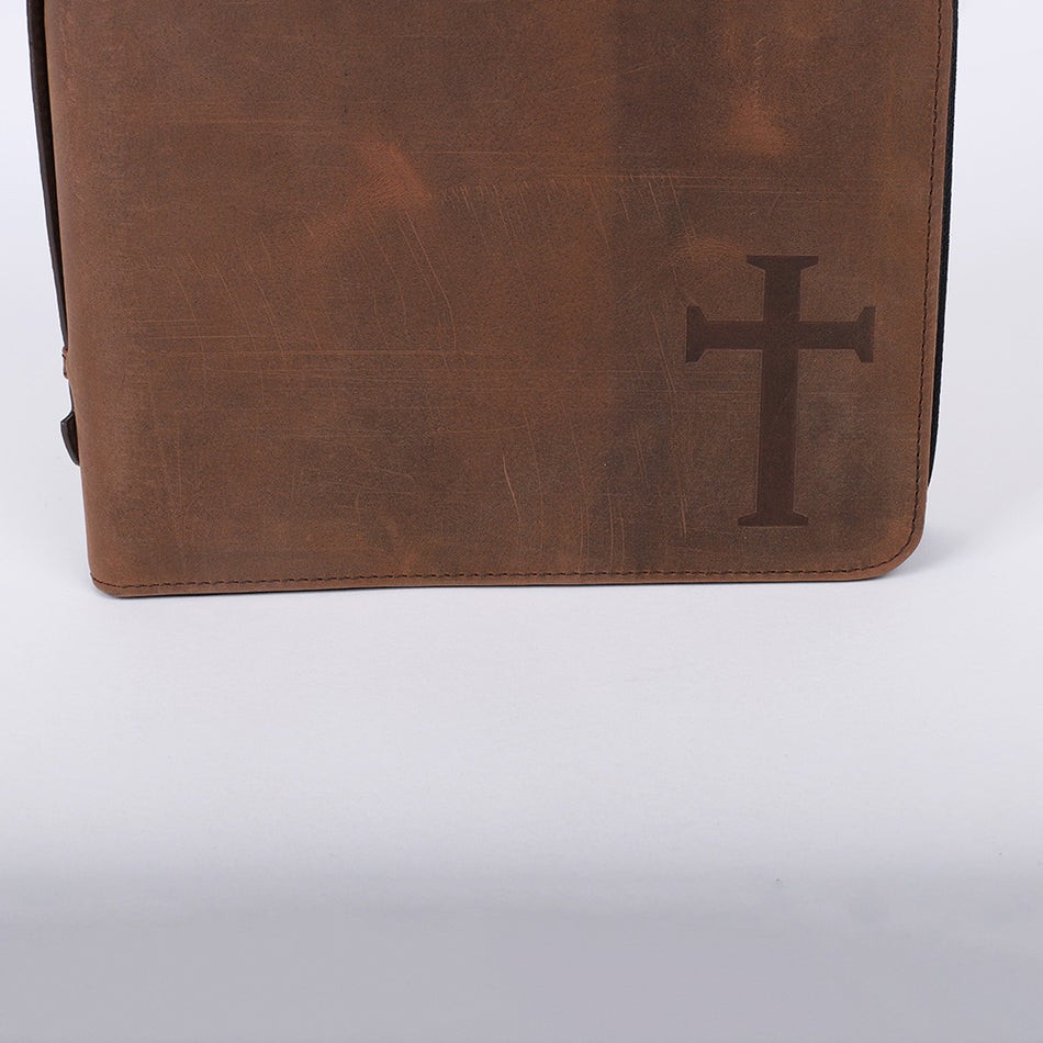 Bible Cover – Buffalo Leather – Cross – L