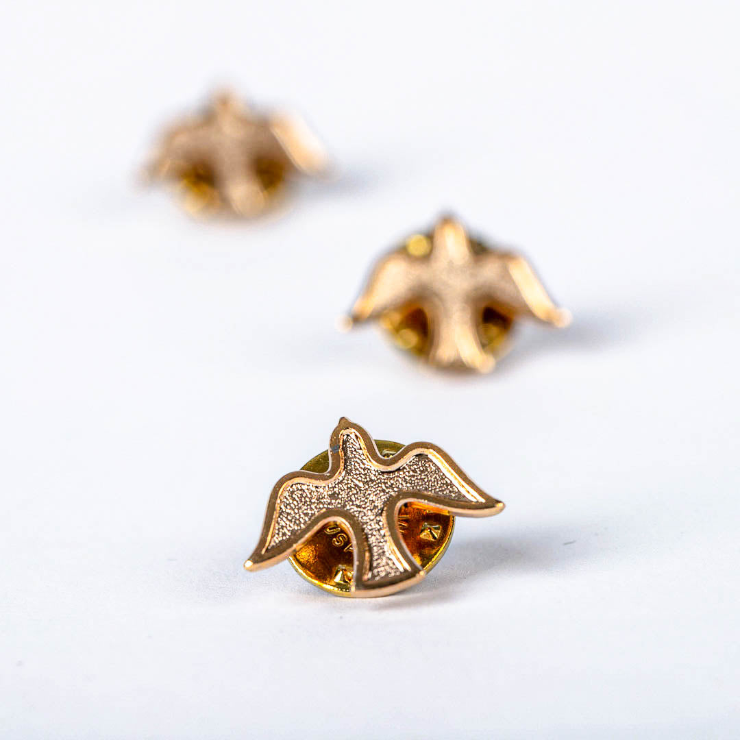 LAPEL PIN DESCENDING DOVE OUTLINE GOLD PK6