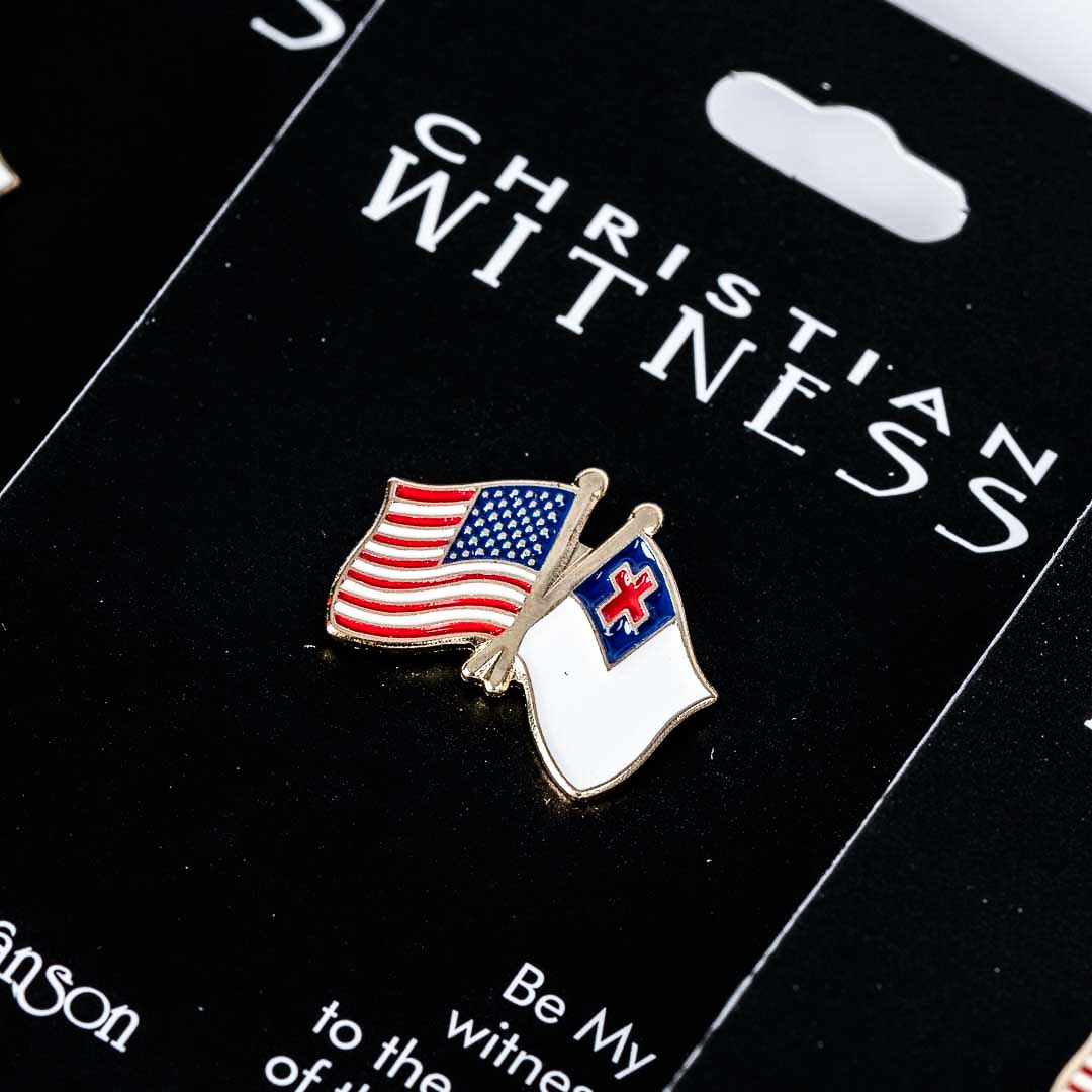 LAPEL PIN AMERICA / CHRISTIAN FLAG GOLD PK6