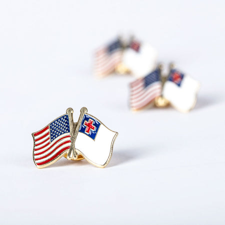 LAPEL PIN AMERICA / CHRISTIAN FLAG GOLD PK6