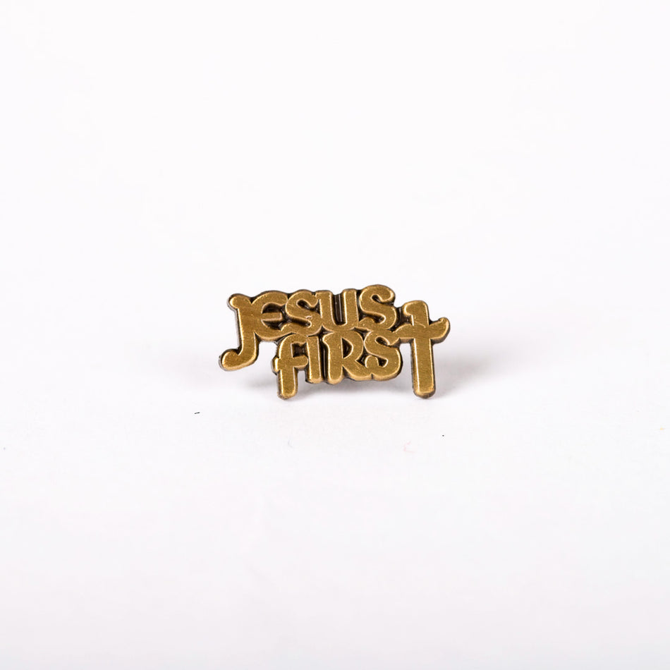 LAPEL PIN JESUS FIRST OXIDIZED GOLD PK6