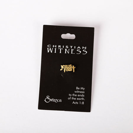 LAPEL PIN JESUS FIRST OXIDIZED GOLD PK6