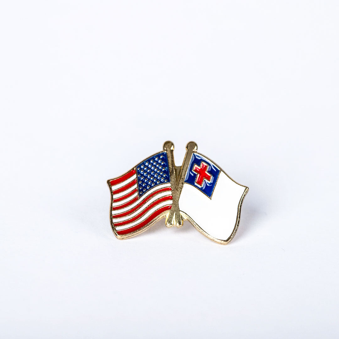 LAPEL PIN AMERICA / CHRISTIAN FLAG GOLD PK6