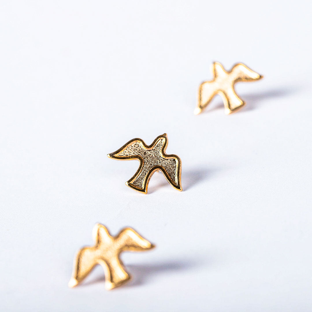LAPEL PIN DESCENDING DOVE OUTLINE GOLD PK6