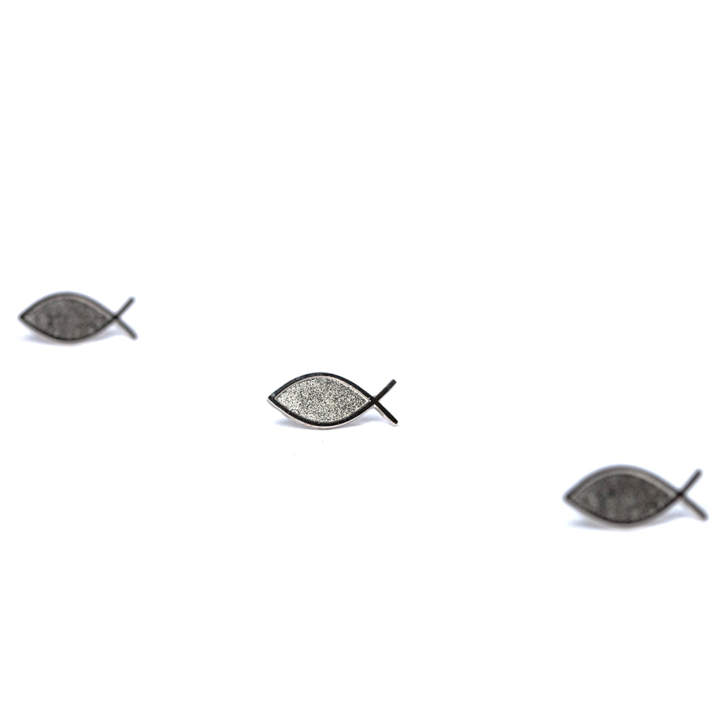 LAPEL PIN CHRISTIAN FISH SILVER PK6