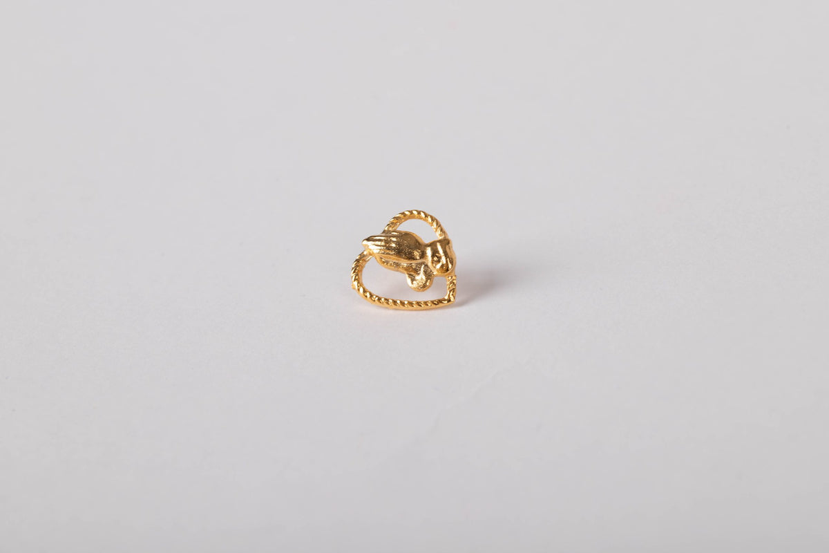 LAPEL PIN PRAYING HANDS/HEART GOLD PK6