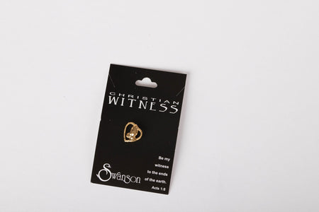 LAPEL PIN PRAYING HANDS/HEART GOLD PK6