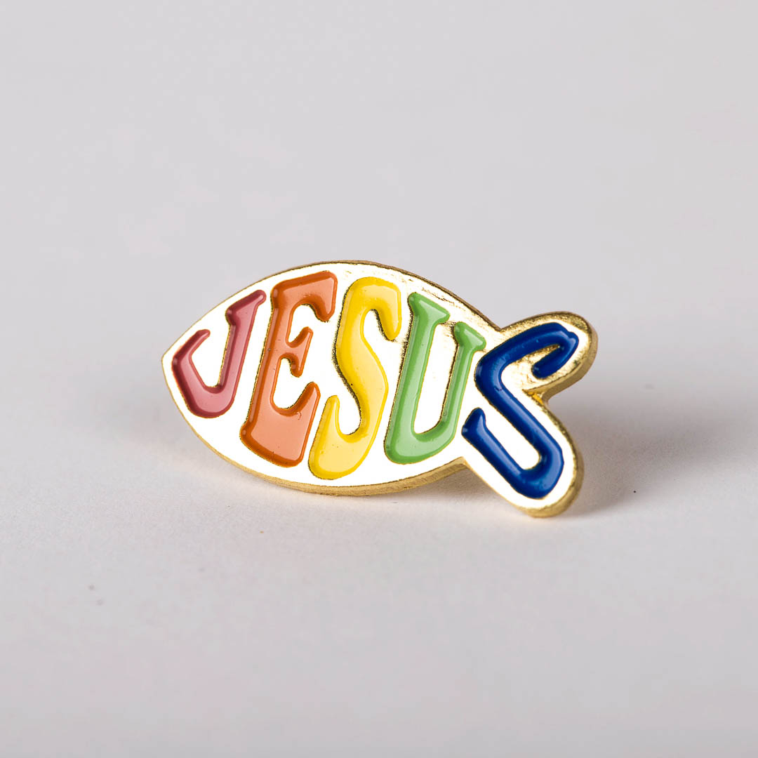 LAPEL PIN JESUS FISH RAINBOW PK6