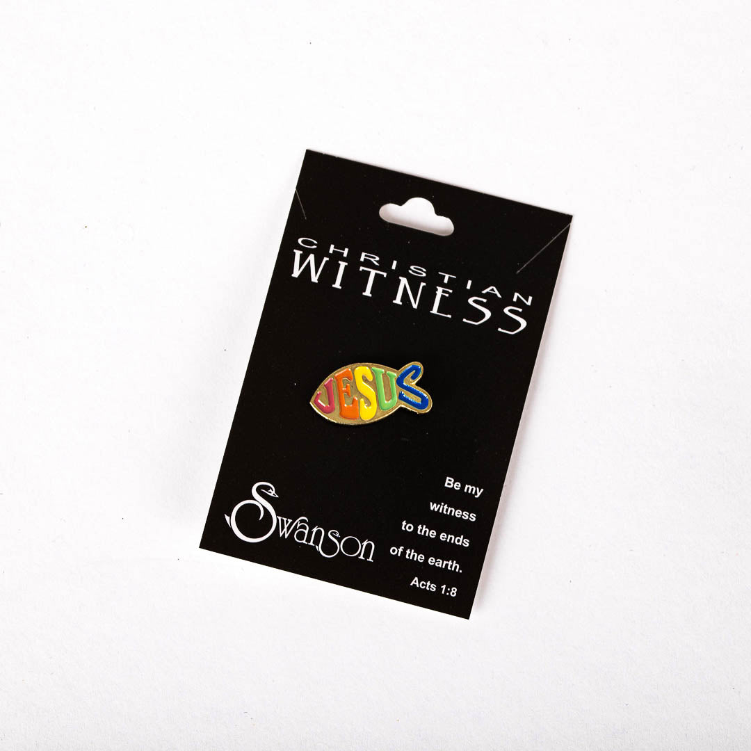 LAPEL PIN JESUS FISH RAINBOW PK6