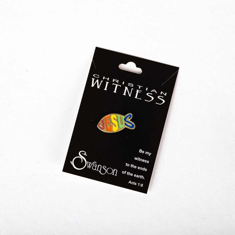 LAPEL PIN JESUS FISH RAINBOW PK6