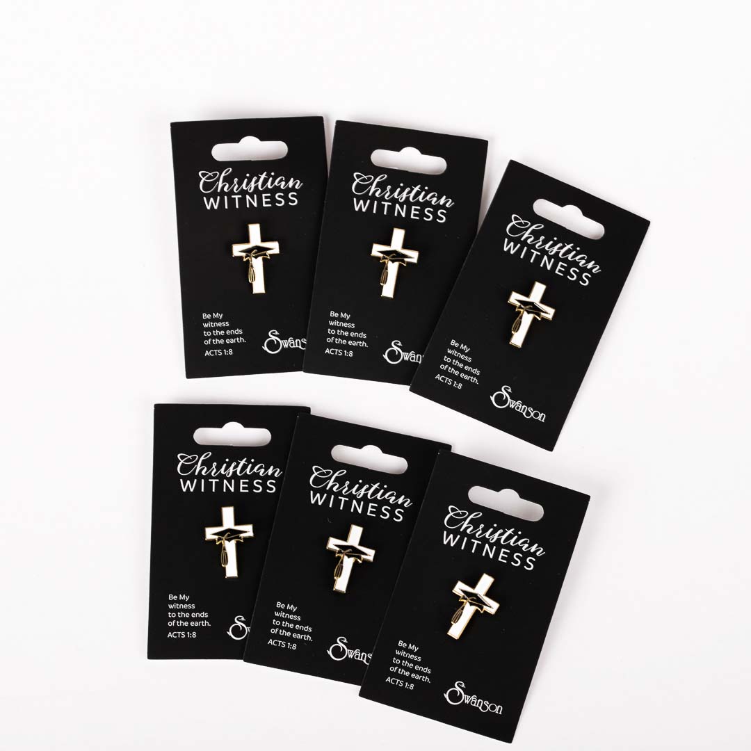 LAPEL PIN CROSS W/GRADUATION CAP PK6