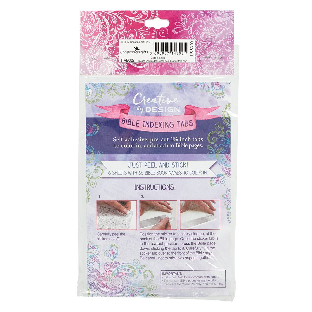 Peel-and-Stick Coloring Bible Index Tabs by Christian Art Gifts, product view 2