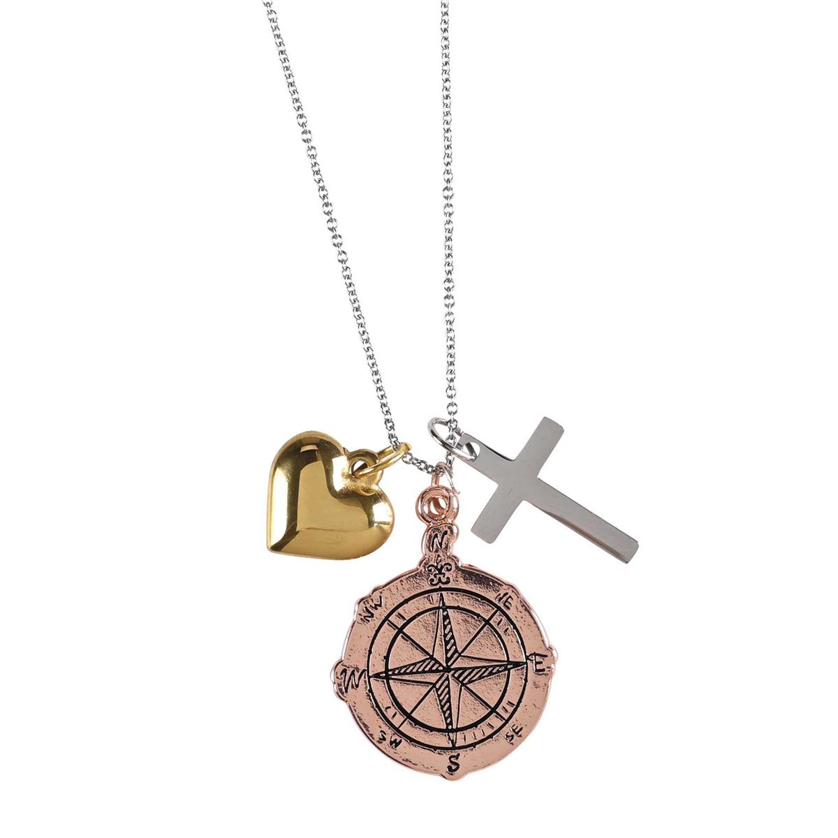 Necklace Compass Heart Grad 20L Chain by Dicksons, product view 2