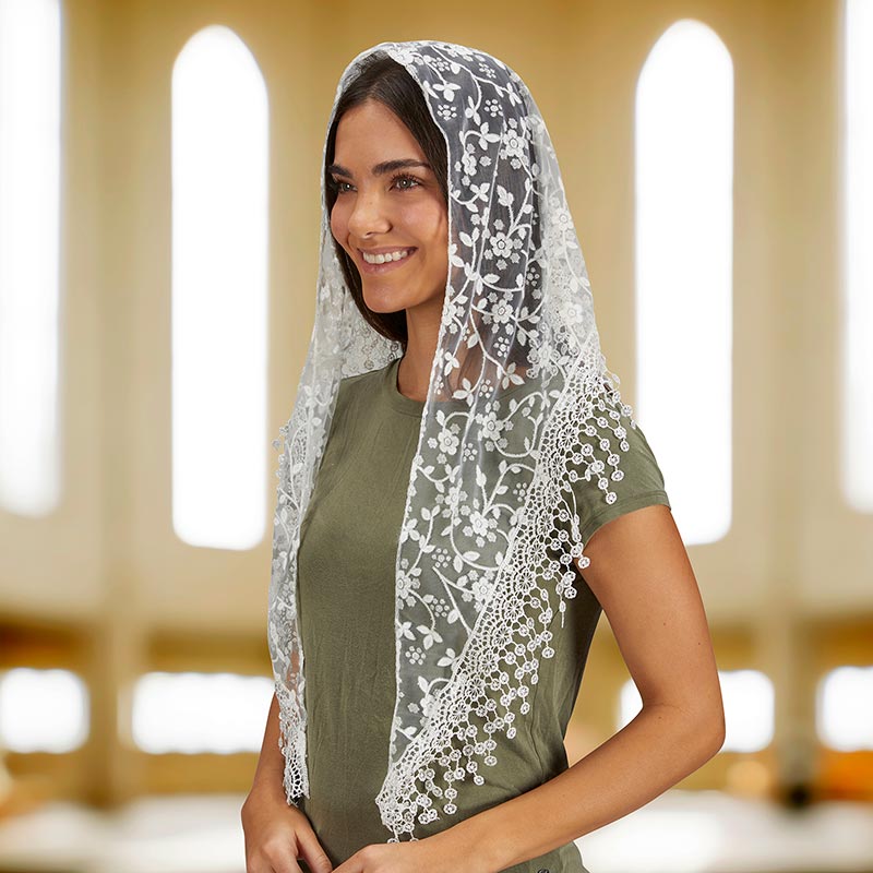 Chapel Veil With Tassels - White by Christian Brands, product view 9