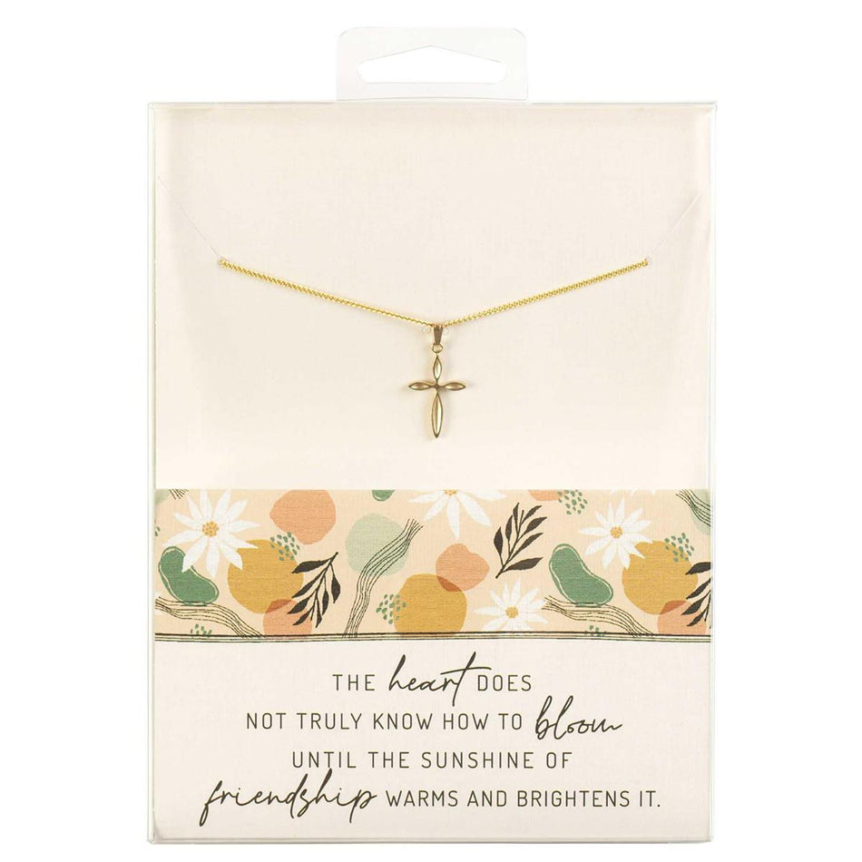 Petal Cross Gold Plated 16 Inch Pendant Necklace by Dicksons