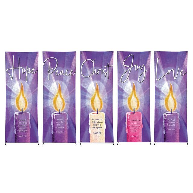 Purple Advent Candle Banner Set - Set of 5