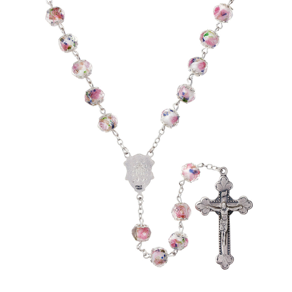 Hand Painted Rosary - White
