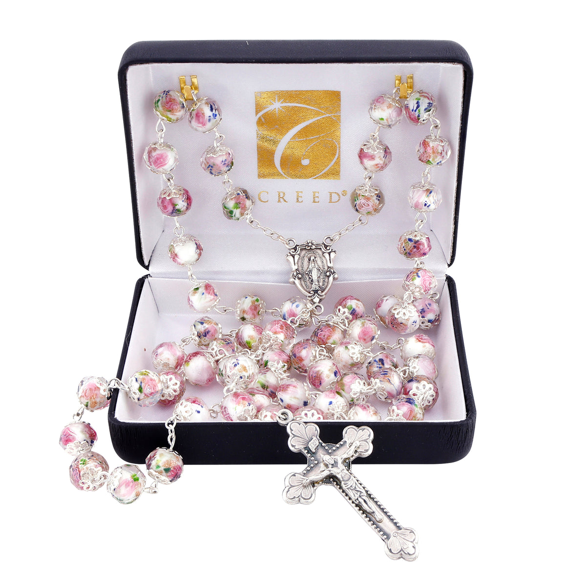 Hand Painted Rosary - White by Catholic Brands, product view 5