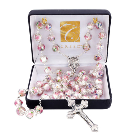 Hand Painted Rosary - White by Catholic Brands, product view 5