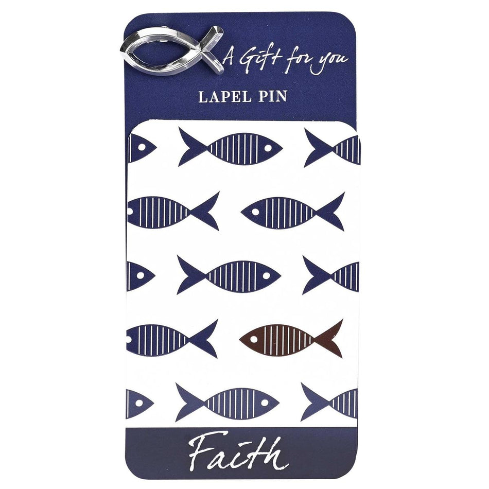 Lapel Pin Pocket Card Silver Fish by Dicksons, product view 2