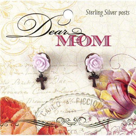 Earrings Dear Mom Flower With Cross by Dicksons