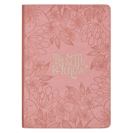 Be Still and Know Pink Floral Faux Leather Classic Journal - Psalm 46:10 by Christian Art Gifts