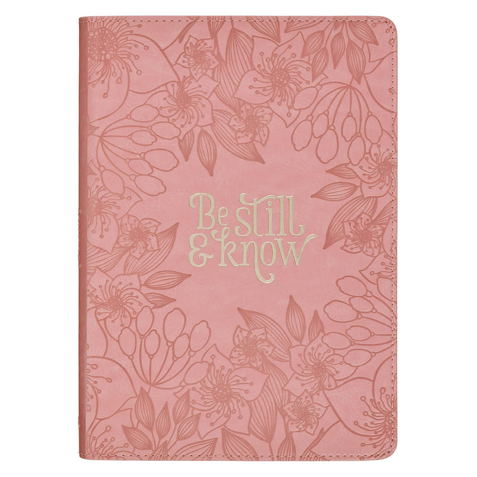 Be Still and Know Pink Floral Faux Leather Classic Journal - Psalm 46:10 by Christian Art Gifts