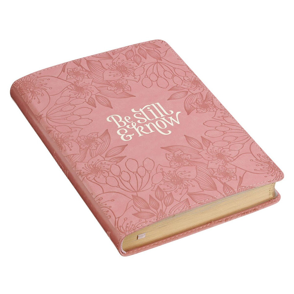 Be Still and Know Pink Floral Faux Leather Classic Journal - Psalm 46:10 by Christian Art Gifts, product view 2