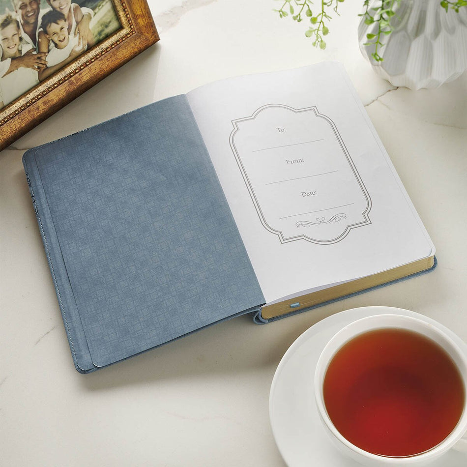 Strength and Dignity Blue Cottage Garden Faux Leather Classic Journal - Proverbs 31:25 by Christian Art Gifts, product view 2