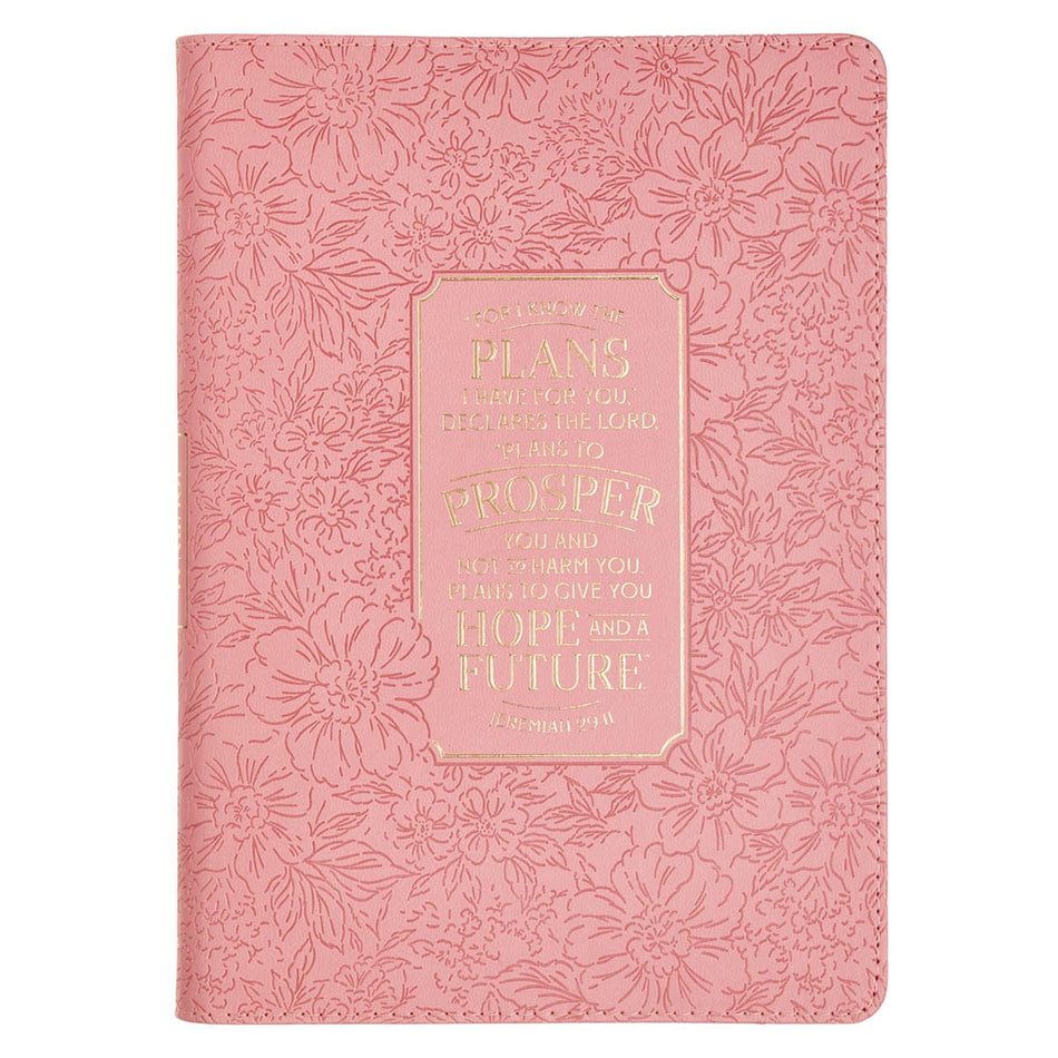 Hope and a Future Pink Bloom Faux Leather Classic Journal - Jeremiah 29:11 by Christian Art Gifts