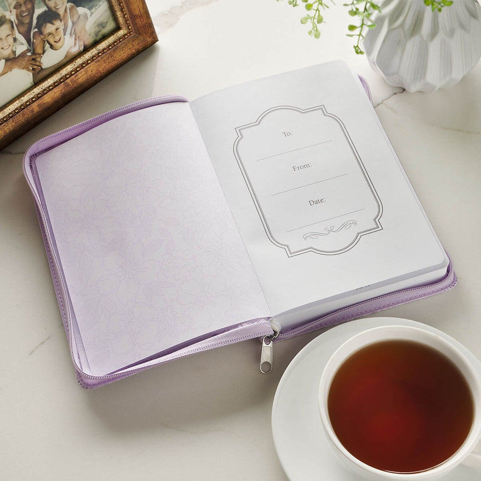 Trust in the Lord Lilac Floral Classic Journal with Zipper Closure - Proverbs 3:5 by Christian Art Gifts, product view 2