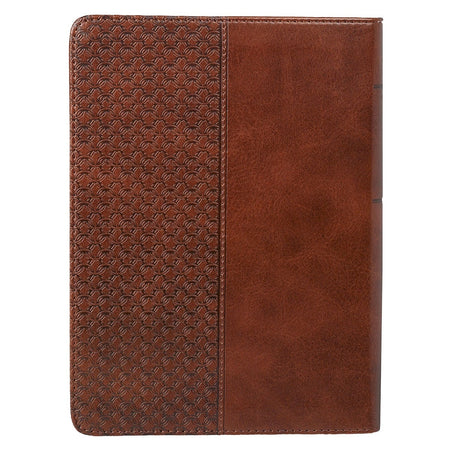 Be Strong and Courageous Saddle Tan Handy-sized Faux Leather Journal - Joshua 1:9 by Christian Art Gifts, product view 4