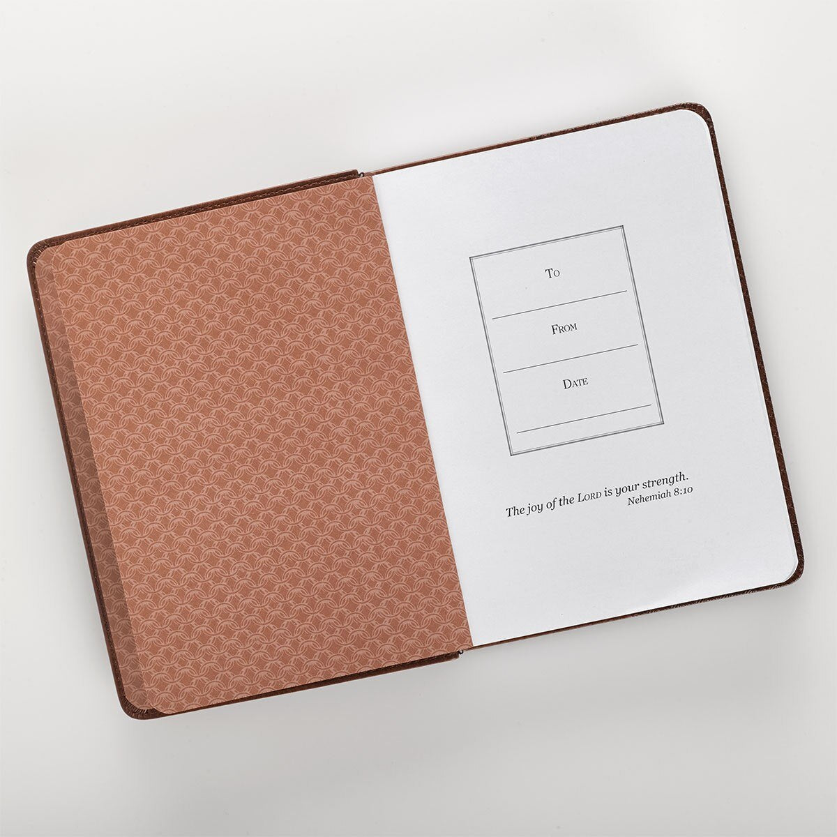 Be Strong and Courageous Saddle Tan Handy-sized Faux Leather Journal - Joshua 1:9 by Christian Art Gifts, product view 2