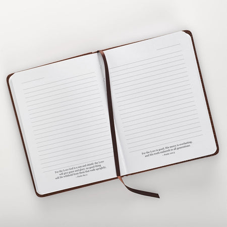 Be Strong and Courageous Saddle Tan Handy-sized Faux Leather Journal - Joshua 1:9 by Christian Art Gifts, product view 3