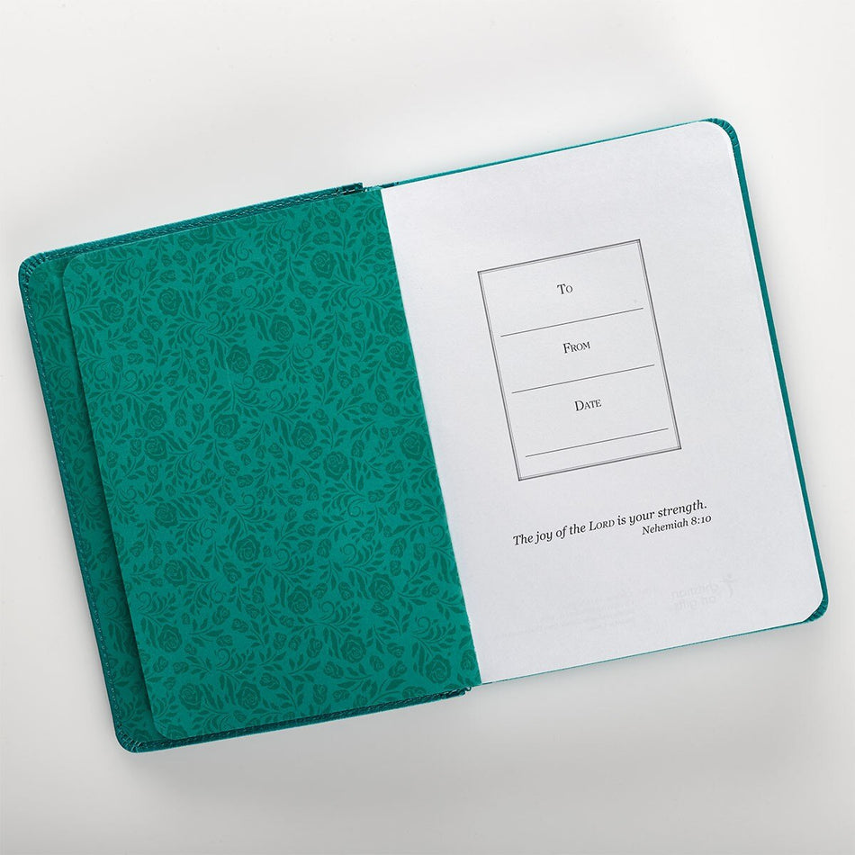 Strength and Dignity Teal Faux Leather Handy-sized Journal - Proverbs 31:25 by Christian Art Gifts, product view 2