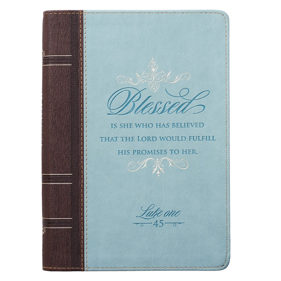 Blessed Teal Faux Leather Journal with Zippered Closure - Luke 1:45 by Christian Art Gifts