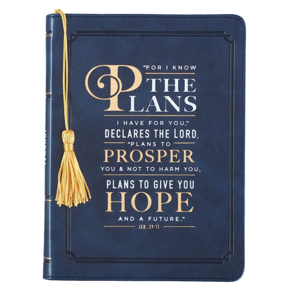 For I Know the Plans Handy-sized Faux Leather Journal in Navy - Jeremiah 29:11 by Christian Art Gifts
