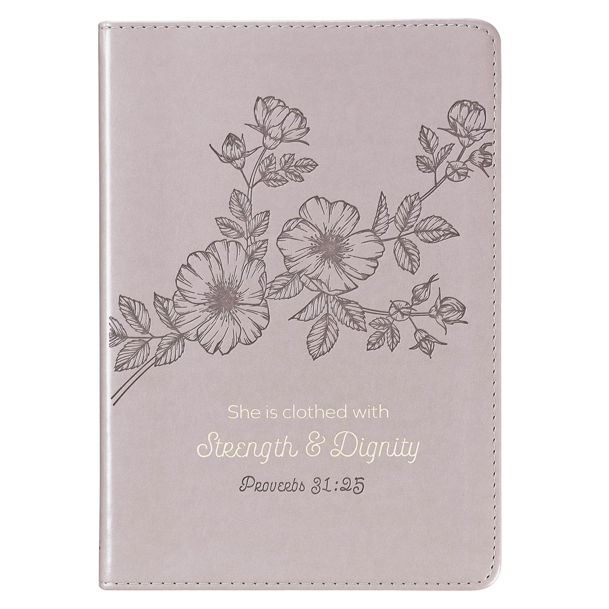 Strength and Dignity Taupe Faux Leather Journal – Proverbs 31:25 by Christian Art Gifts