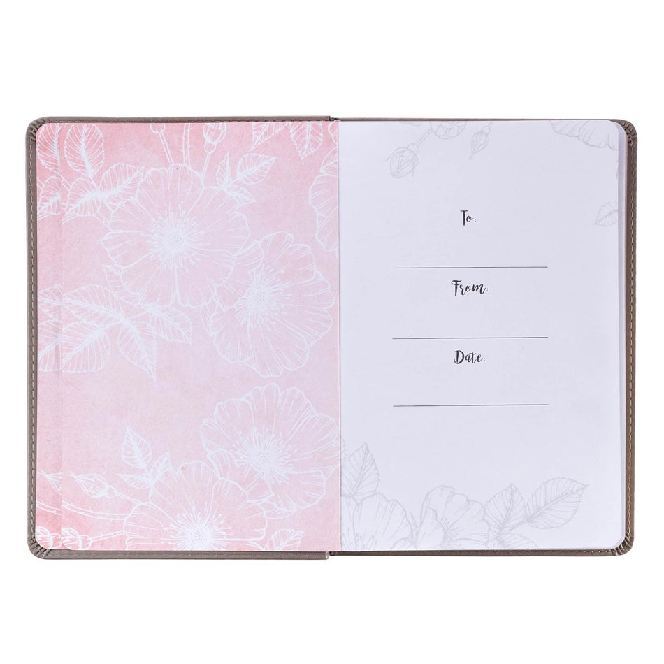Strength and Dignity Taupe Faux Leather Journal – Proverbs 31:25 by Christian Art Gifts, product view 2