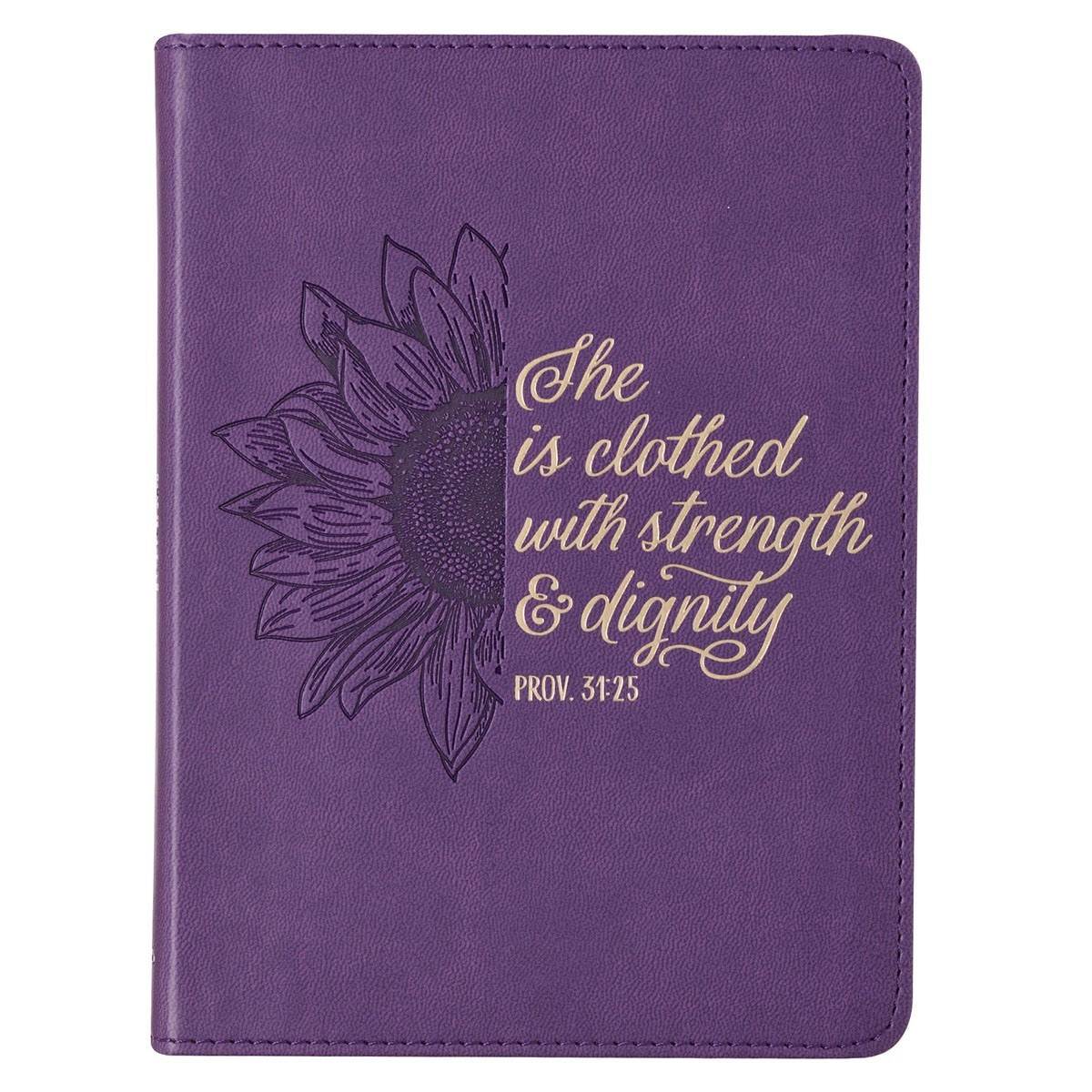 Strength and Dignity Purple Sunflower Faux Leather Handy-Sized Journal - Proverbs 31:25 by Christian Art Gifts