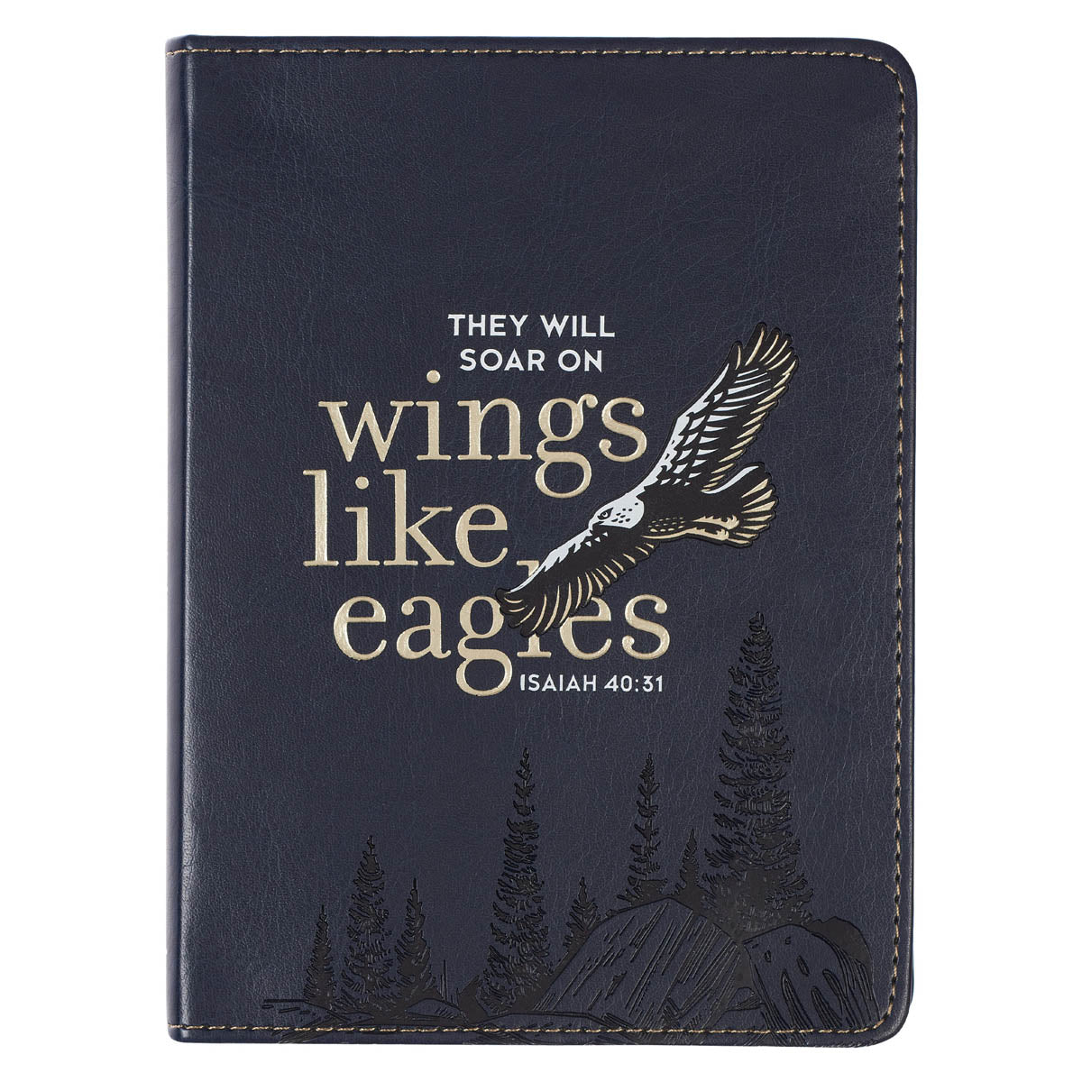 Wings Like Eagles Navy Blue Handy-sized Faux Leather Journal - Isaiah 40:31 by Christian Art Gifts