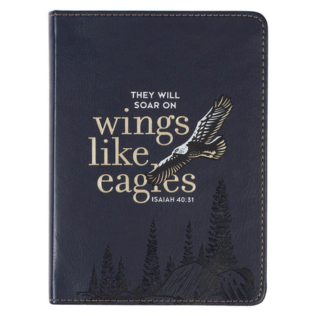 Wings Like Eagles Navy Blue Handy-sized Faux Leather Journal - Isaiah 40:31 by Christian Art Gifts